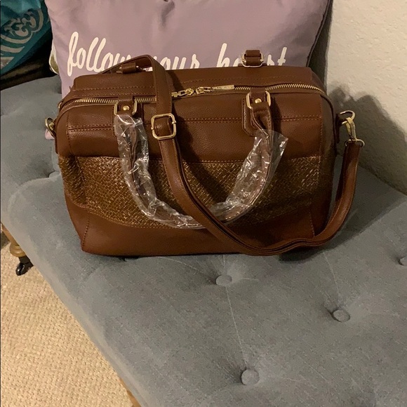 1 LEFT💕Two-Tone Brown Satchel 💕 - Picture 6 of 7